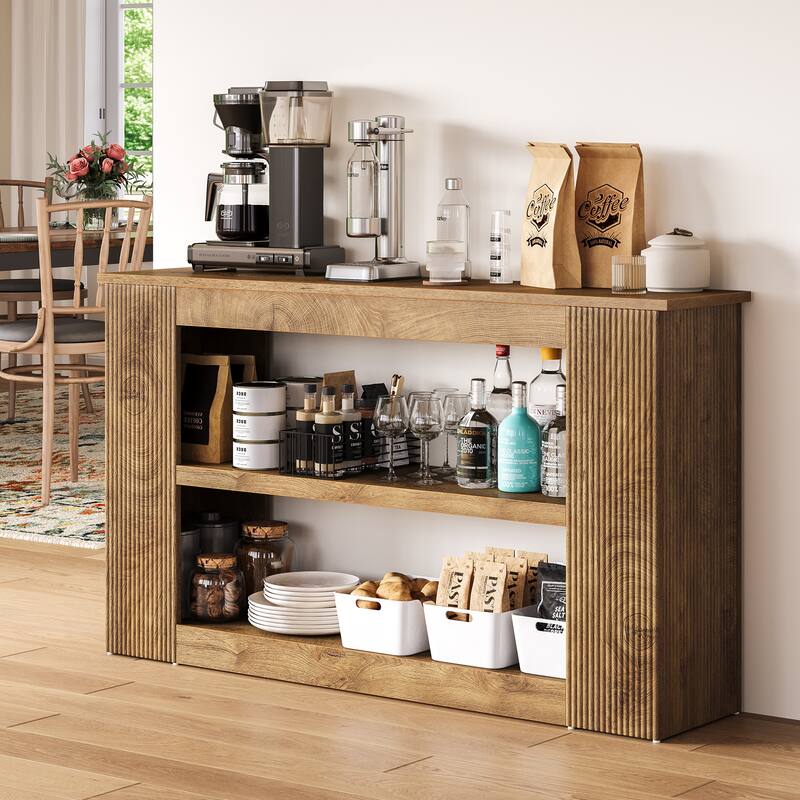 55-Inch Farmhouse Console Table, 3-tier Narrow Sofa Table with Storage - 11.81" D x 55.12" W x 31.5" H