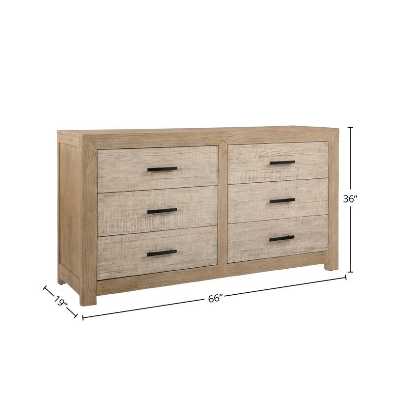 Rowena 6-Drawer Dresser, Light Warm Wash