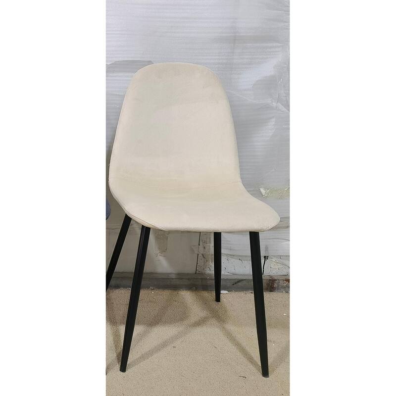 Velvet 4 Piece Kitchen Dining Chair Set with Cushions, Metal Legs, Anti Scratch Foot Pads for Dining Room Kitchen Living Room - Beige