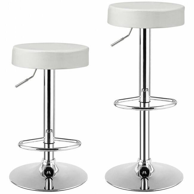 1 PC Round Bar Stool Adjustable Swivel Pub Chair - 14" x 26" - 34" (D x H)