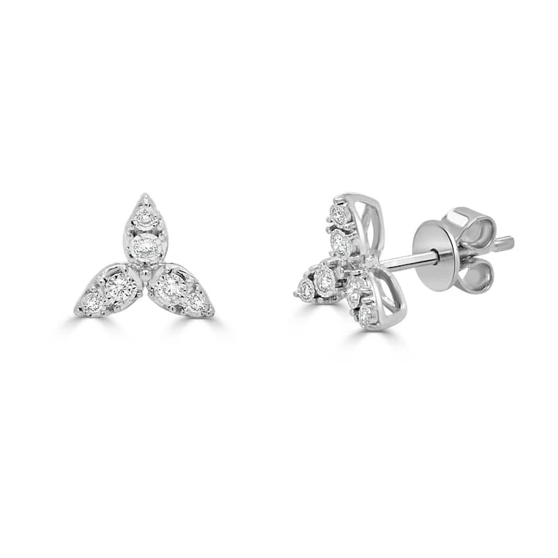 Joelle Collection 14K Yellow Gold Diamond Stud Earrings - White