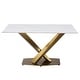 preview thumbnail 70 of 75, Voren Modern Rectangular Dining Table, Sintered Stone/Tempered Glass Top & Stainless Steel Gold Finish Pedestal Base