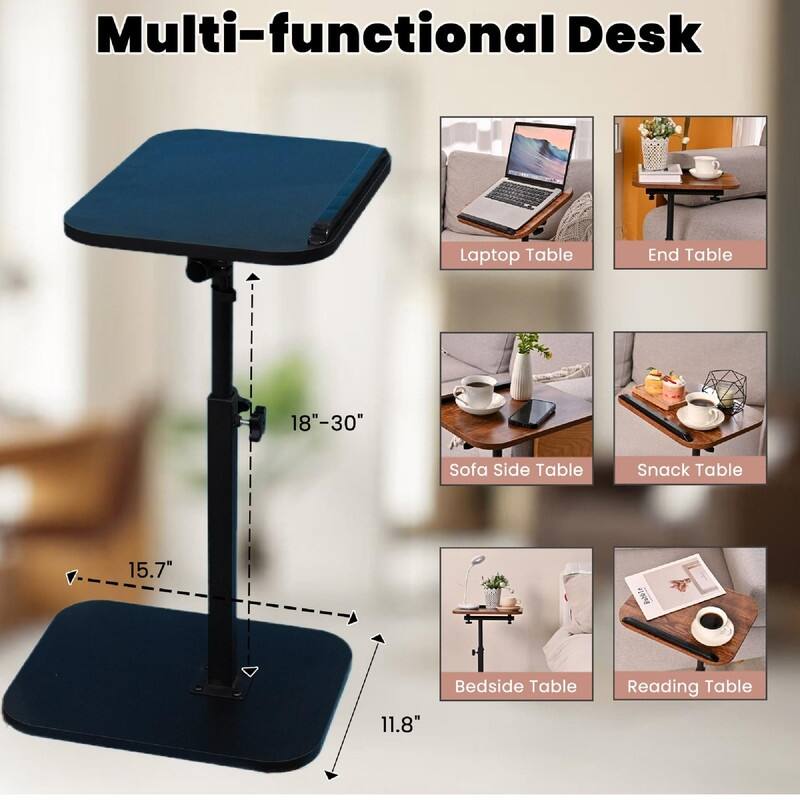 C Table End Table Adjustable Height - 15.7"D x 11.8"W x 30"H