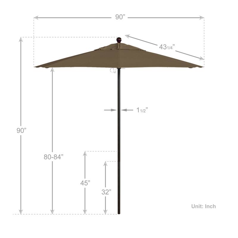 California Umbrella 7.5' Rd.. Aluminum Frame, Fiberglass Rib Market Umbrella, Push Open, Bronze Finish, Olefin Fabric