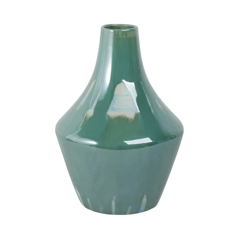 Stoneware Ceramic Decorative Vase with Glossy Drip Glaze Finish