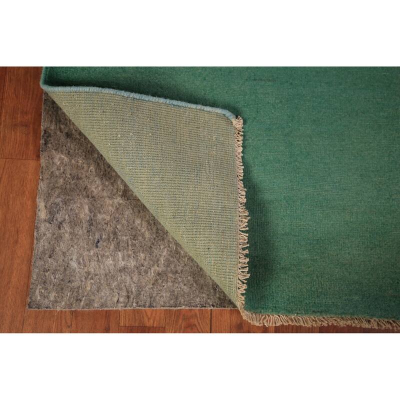 Green Modern Gabbeh Oriental Foyer Rug Hand-Knotted Wool Carpet - 3'1" x 4'10"