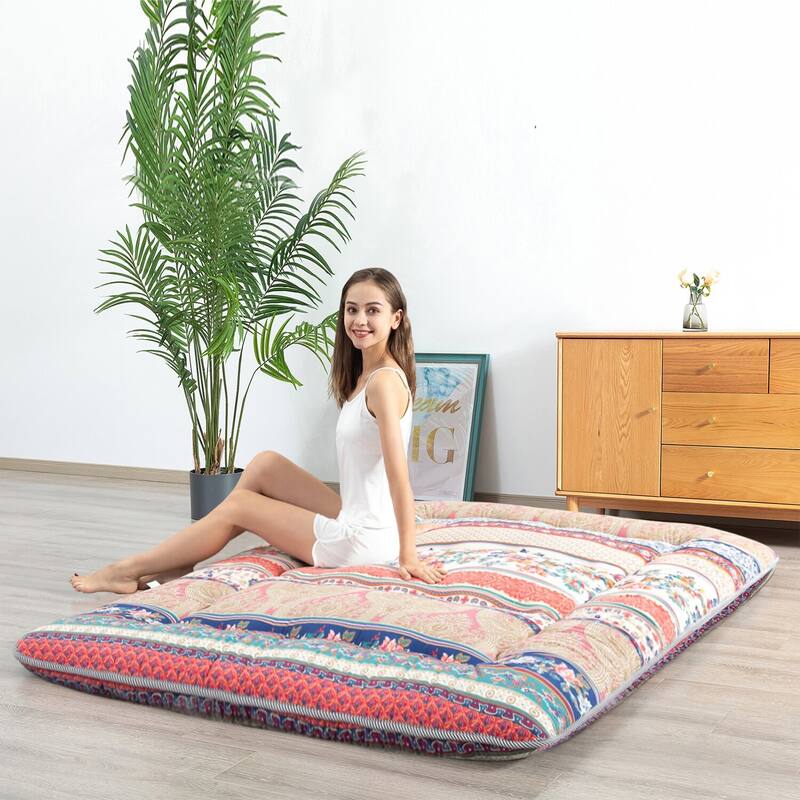 Boho Floral Pattern Japanese Floor Futon Mattress