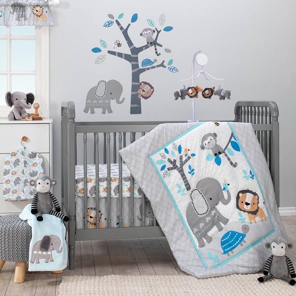 Bedtime Originals Jungle Fun Gray/Blue Elephant and Lion Diaper Stacker - Overstock - 26037567 Bedtime Originals Jungle Fun Gray/Blue Elephant and Lion Diaper Stacker - Overstock - 26037567