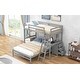preview thumbnail 32 of 40, Twin over Full Wood Bunk Bed with Built-in Desk and Storage Drawers,Modern Design