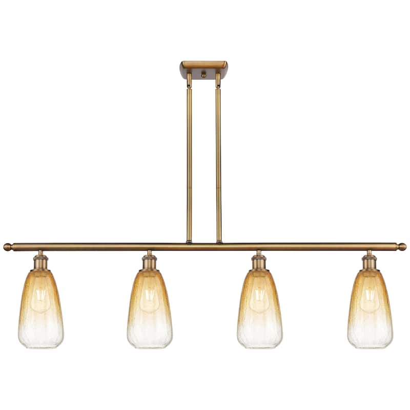 Innovations Lighting Endless Possibilities Ballston - Brookhaven Almond - 4 Light 48" Stem Hung Island Light - Brushed Brass/Amber