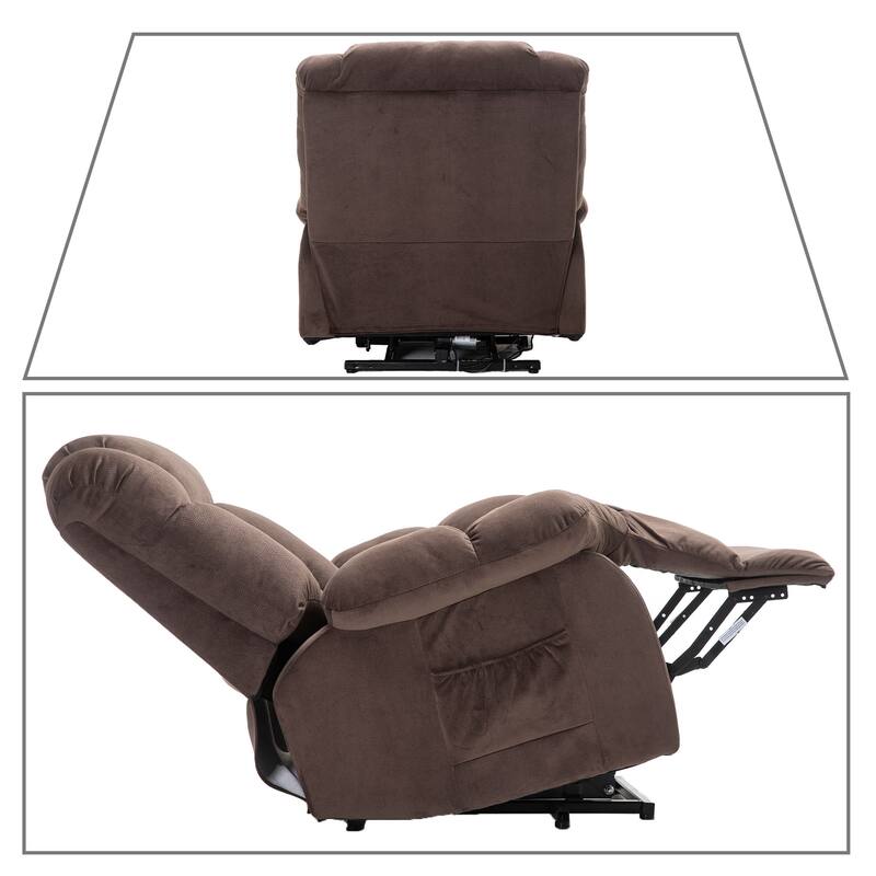 Classic Vintage Velvet Upholstered Power Leisure Recliner with Lift Base