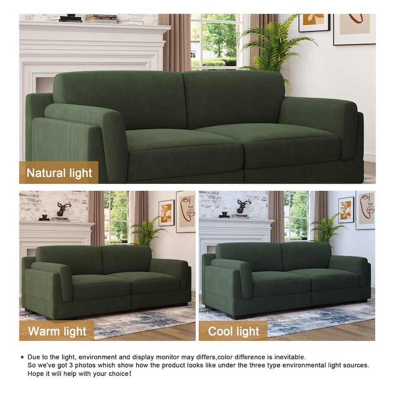 Modern 2 Seater Corduroy Arm Loveseat Sofa