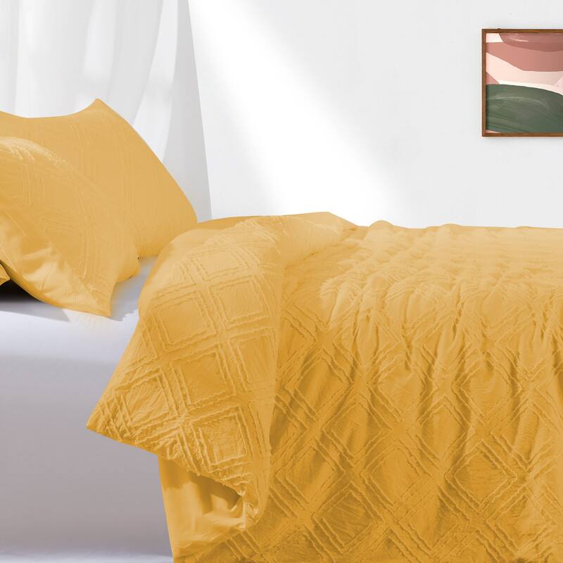 Clipped Jacquard Geometric Duvet Cover & Pillowcase Set