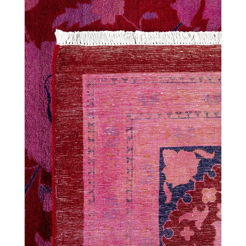 Overton Handknotted Wool Vintage Inspired Contemporary Overdyed Red Area Rug - 13' 3" x 12' 1"