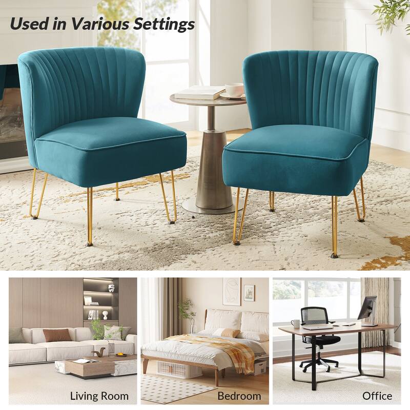 Barto Modern Velvet Tufted Side Chair with Golden Legs by HULALA HOME