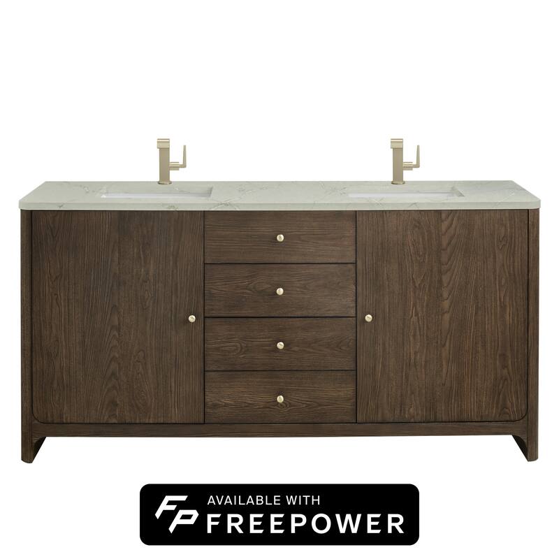 Gracyn 72" Double Vanity, Sable, w/FreePower Wireless Charger
