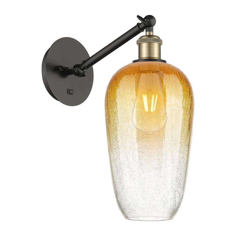 Innovations Lighting 317-1W-15-7 Brookhaven Flute Sconce Brookhaven - Black Antique Brass / Amber