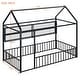 preview thumbnail 17 of 70, Full Size Metal House Bed Frame with Built-In Grid Shelves, Playful Canopy Design and Space-Saving Storage