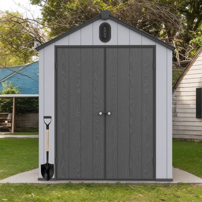 Large 6' x 8' Outdoor Resin Plastic Storage Shed w/Floor & Lockable - 6*8ft