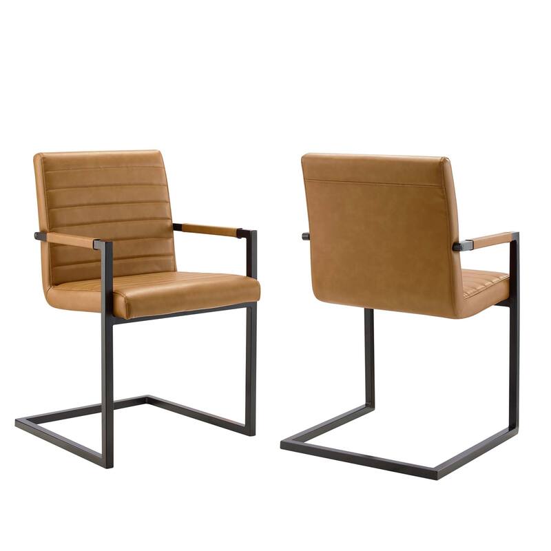 Savoy Vegan Leather Dining Chairs - Set of 2 - Tan