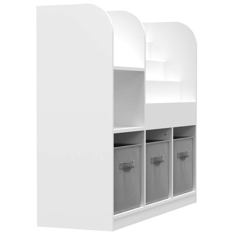 3-Tier Kids Bookcase with Collapsible Drawers & Anti-Tip Safety - Toy & Book Storage Shelf