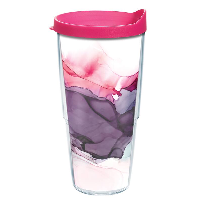 Tervis Inkreel Fluid Pink Made in USA Double Walled Insulated Travel Tumbler, Classic - 24oz