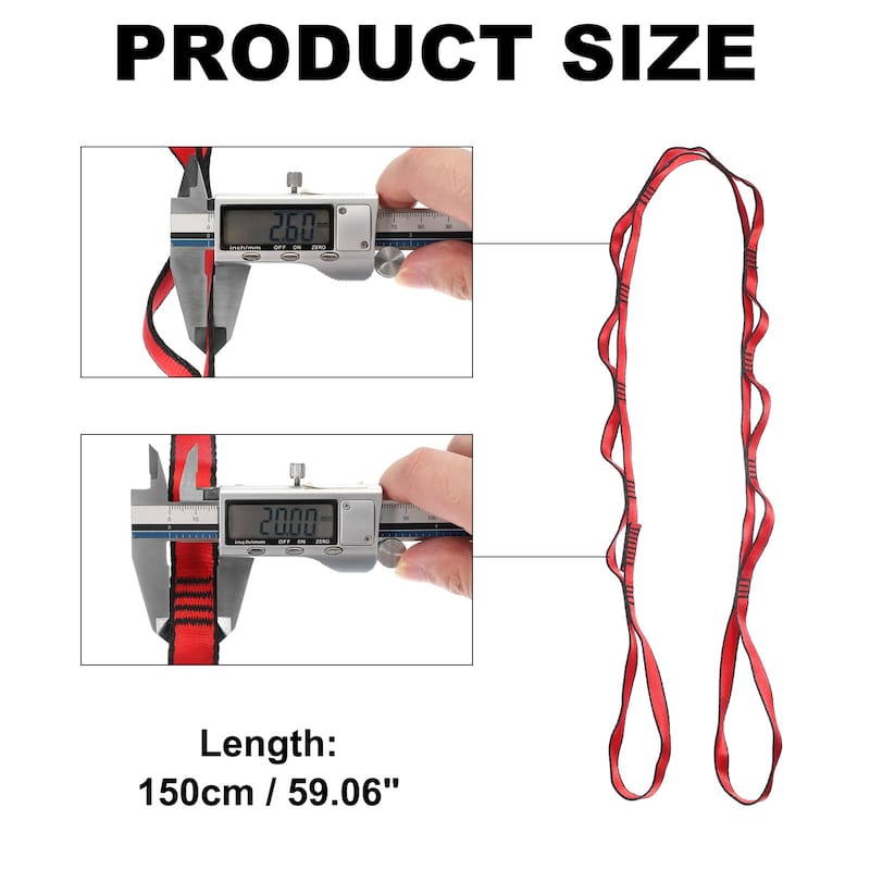25KN Daisy Chain Yoga Extend Belt 1.5M, Climbing Straps for Exercise - 1.5M - Red