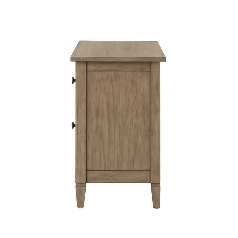 2-Drawer Nightstand with Round Bronze Pull Knobs