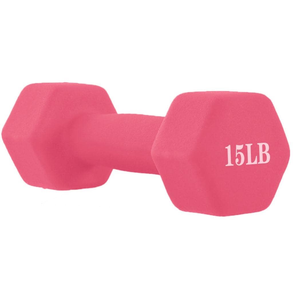 A Pair Dumbbell Barbell Neoprene Coated Weights 15 Pound Pink