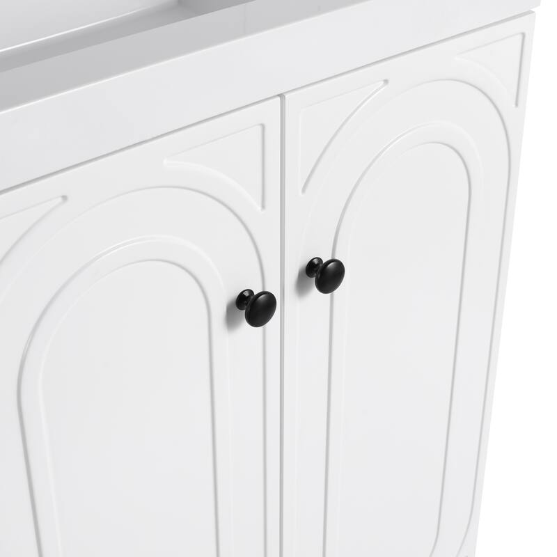 36" Freestanding Bathroom Vanity with Soft-Close Doors, Adjustable Storage Shelves, and 3 Metal Handle Options