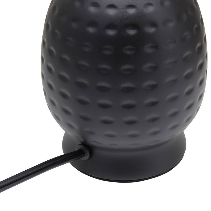 Petite Dimpled Ceramic Table Lamp with Tapered Shade - 12.5" - Black