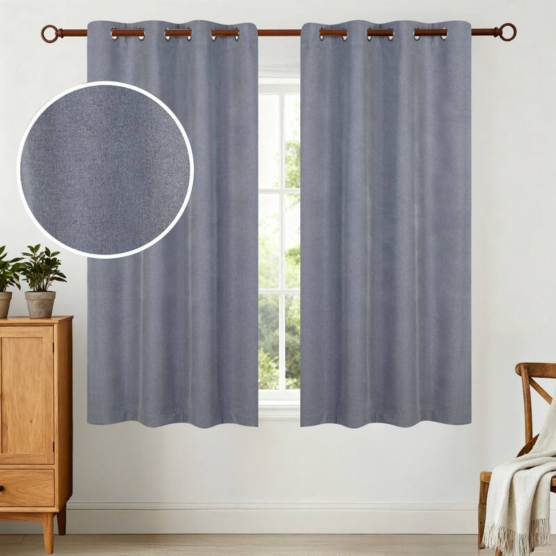 Superior Neal 100% Blackout Grommet Curtains, Set of 2 Panels - 52" x63" - Grey