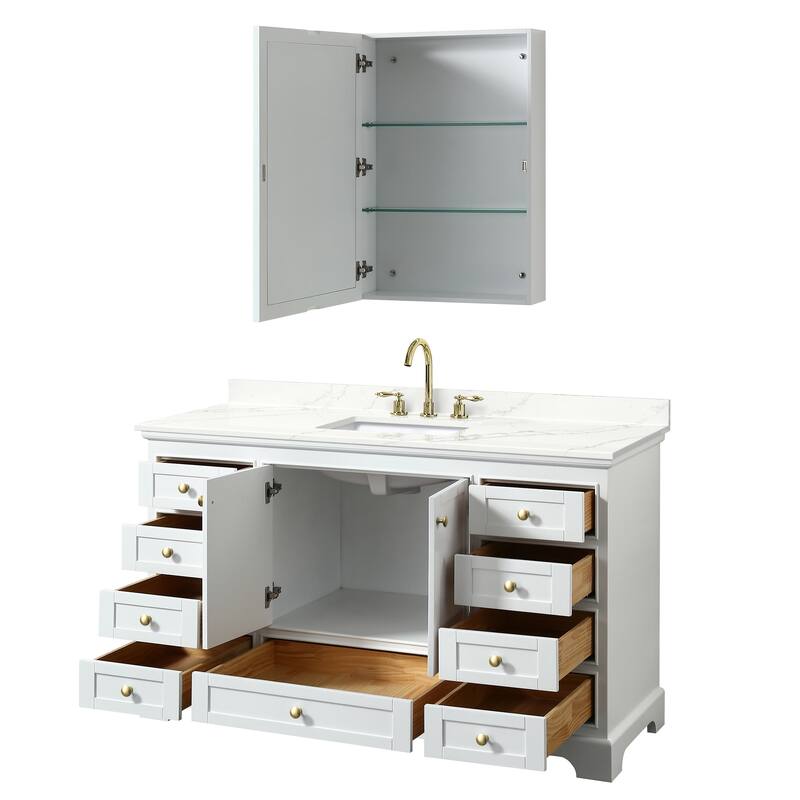 Deborah 60-inch Single Vanity, Quartz Top, Medicine Cabinet