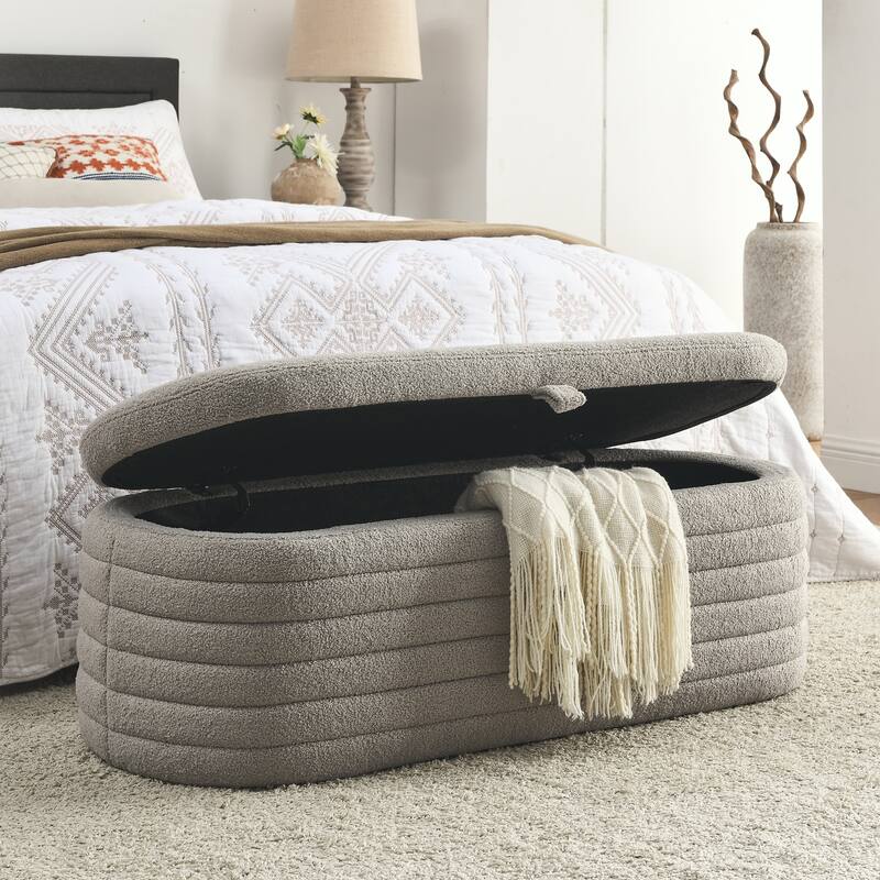 Length 45.5 inchesStorage Ottoman Bench with Safety Hinge