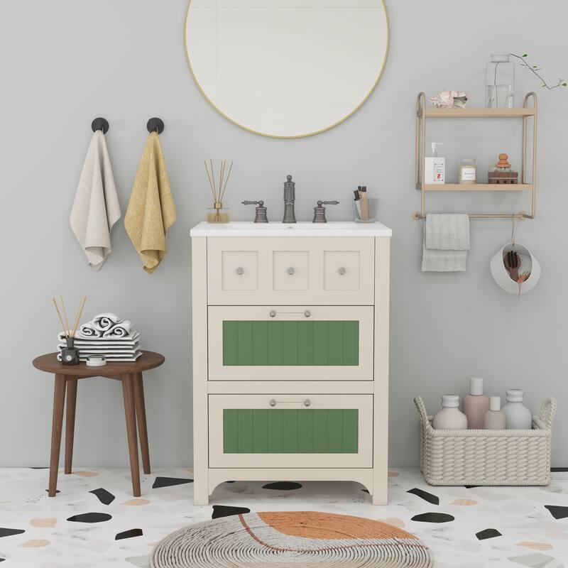 24" Bathroom Vanity Cabinet Set with 2 Drawers