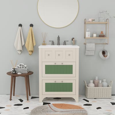 24" Bathroom Vanity Cabinet Set with 2 Drawers