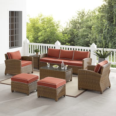Crosley Bradenton 7Pc Outdoor Wicker Sofa Set - 151 "W x 163 "D x 32.5 "H