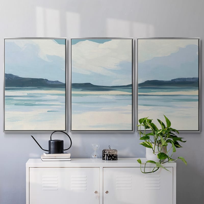 Cream Coastline II - Multi Piece Framed Canvas