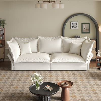90.55" Modern Comfy Upholstered Sofa Cloud Couch with Multiple Large Soft Pillows