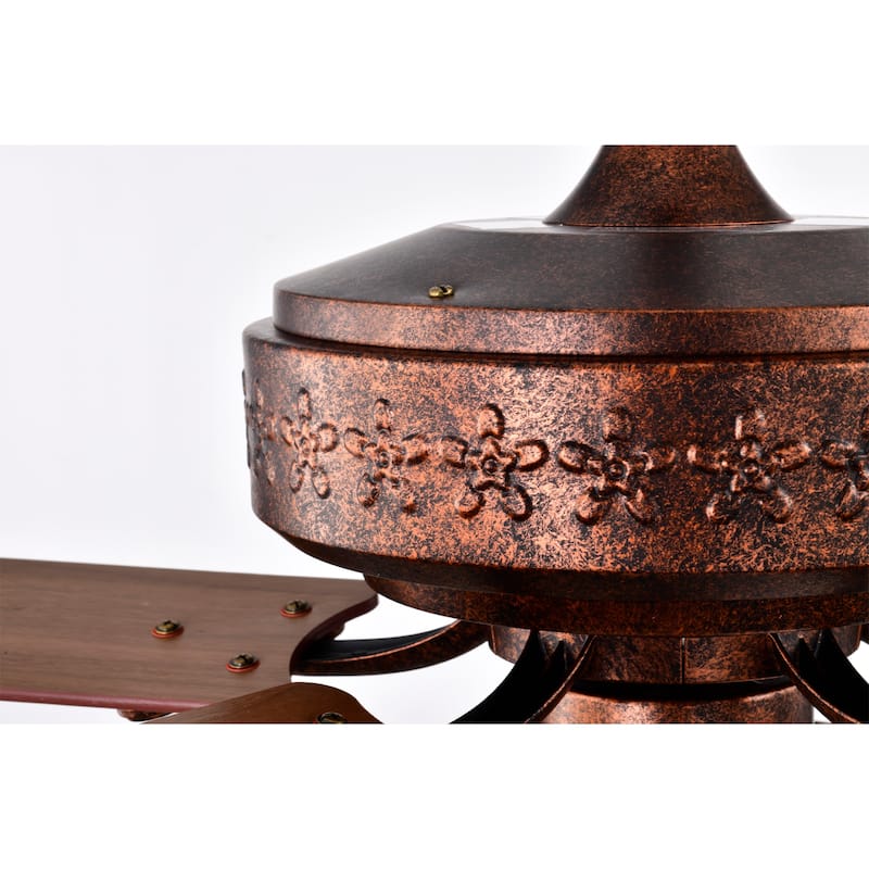 Luella 52 Inch Antique Copper Finish Ceiling Fan Crystal 3 Light with Remote