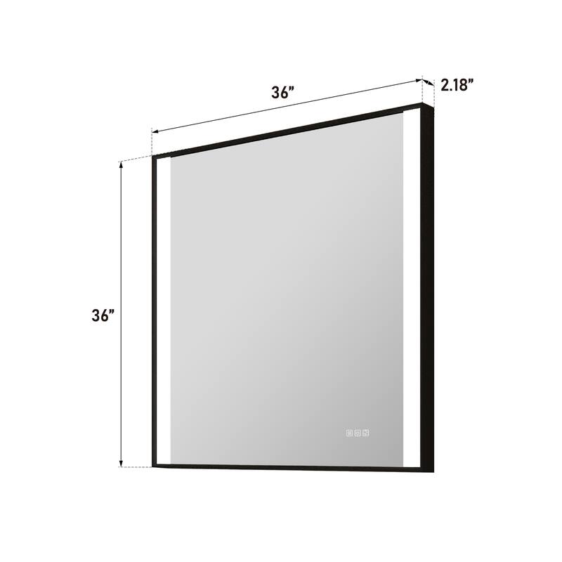 36"H Wall Mounted Bathroom Rectangle Framed LED Mirror With Memory Function