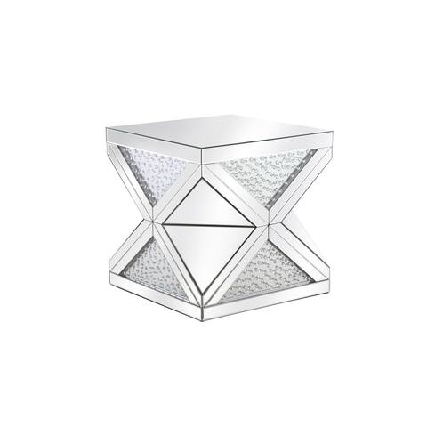 Elegant Lighting Modern 23 Inch Wide Square Mirrored Crystal End Table