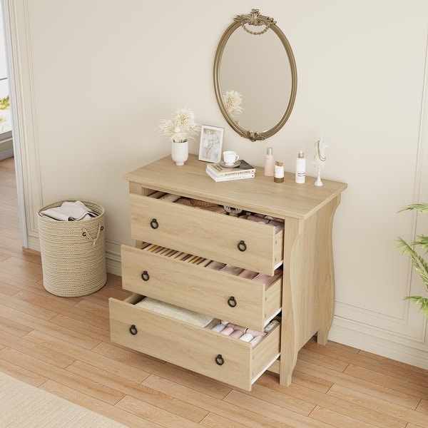 3-Drawer Dresser - Tall Boho Dresser with Curved Legs, Rattan Accents, and  Freestanding Storage - Bed Bath & Beyond