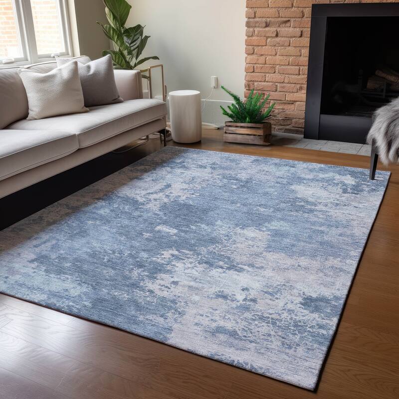 Machine Washable Indoor/ Outdoor Chic Modern Chantille Rug