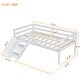 preview thumbnail 8 of 16, Twin Size Pine Wood Low Loft Bed with Slide and Ladder