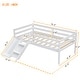 preview thumbnail 8 of 8, White Twin Size Pine Wood Low Loft Bed with Slide and Ladder