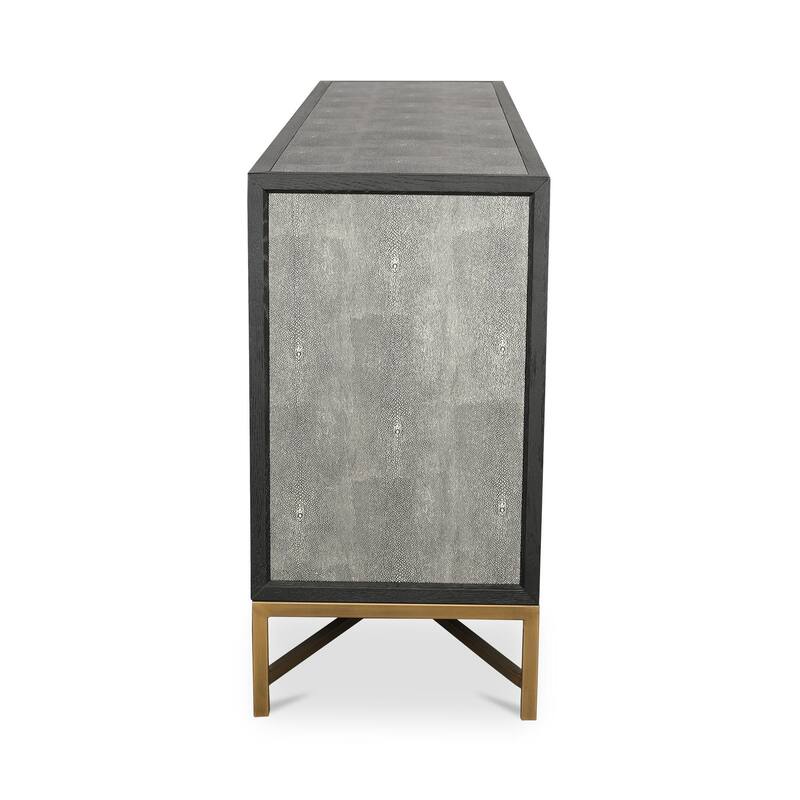 NADAAL STUDIOS Vaughn, Sideboard, Shagreen Patterned Vegan Leather with Brass Legs - 76"W x18"D x34"H