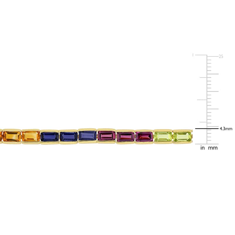 Miadora Octagon-Cut Multi-Gemstone Tennis Bracelet in Yellow Plated Sterling Silver