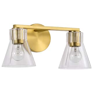 Gianna 2 Light Vanity Vintage Brass Finish Clear Glass - Vintage Brass