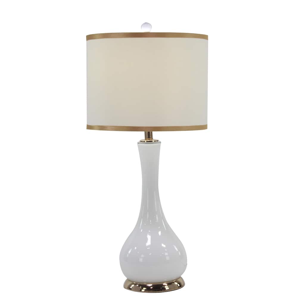 Metal Room Table Lamp with Gold Accents - Set of 2 White - Roche River Decor